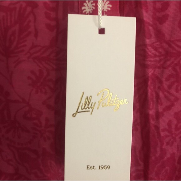 Lilly Pulitzer Kiran Button Down Top Womens Sz L Western Glam Pink White NEW - Picture 5 of 16